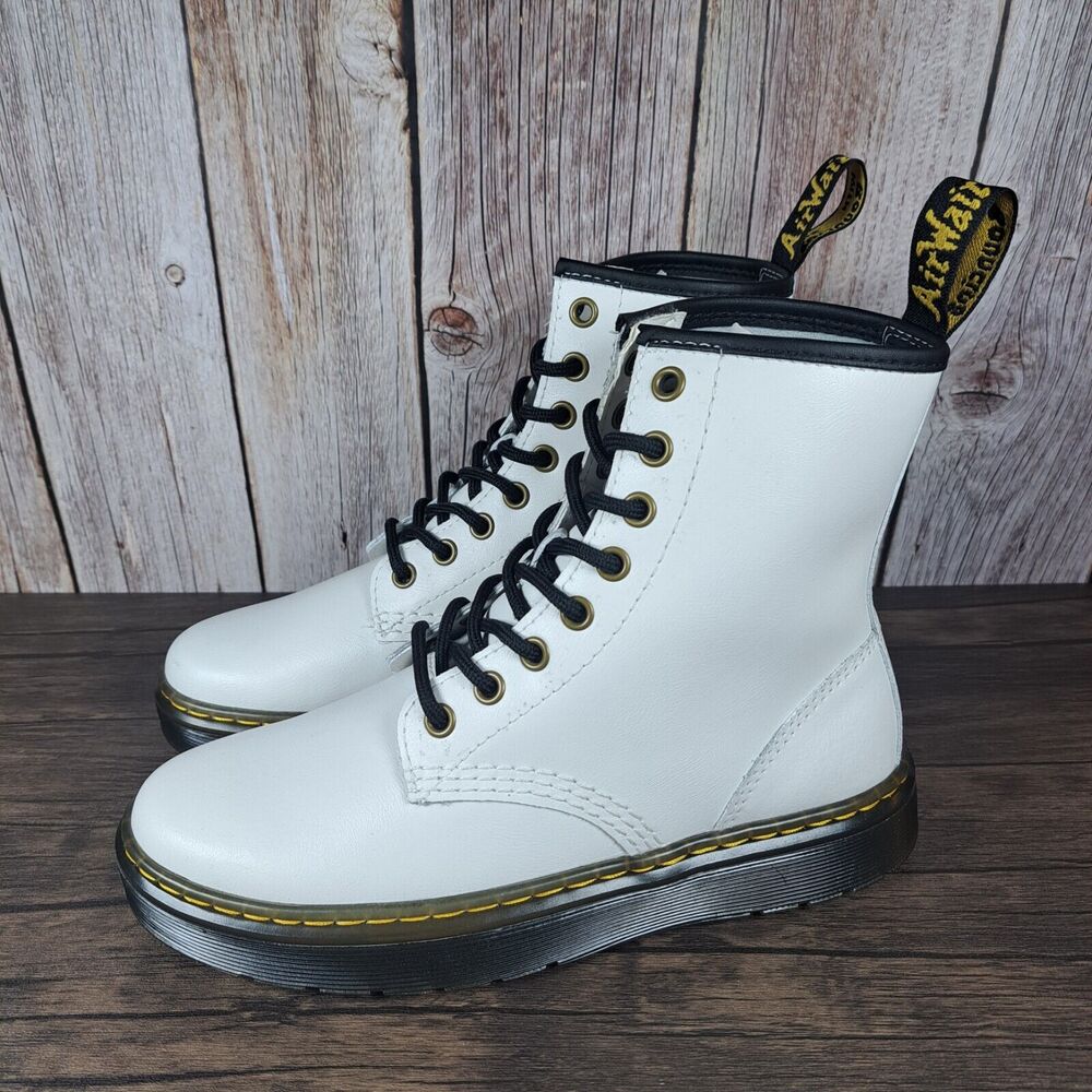 Dr. Martens Zavala White Leather Lace Up Combat Boot Women's Sz 6 Men's 5 (NWOB)